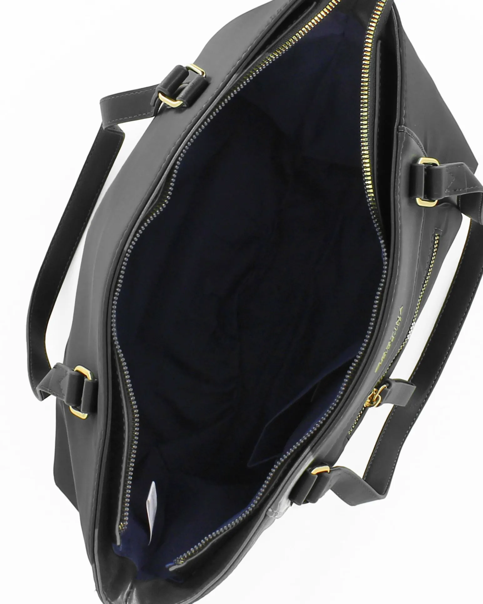 CORTINA POLO STYLE - Borsa shopping nera con tasca frontale e tracolla removibile