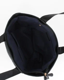 CORTINA POLO STYLE - Borsa shopping nera loggata con tasca frontale
