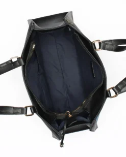 CORTINA POLO STYLE - Borsa shopping marrone con manici doppia lunghezza e stampe multicolor