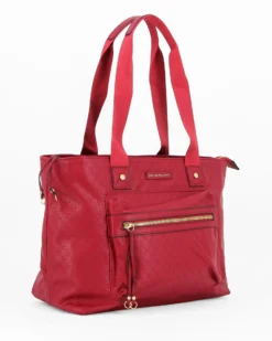 CORTINA POLO STYLE - Borsa shopping rossa loggata con tasca frontale