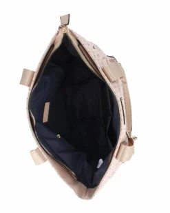 CORTINA POLO STYLE - Borsa shopping beige loggata con zip frontale
