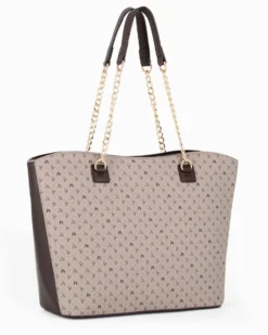 CORTINA POLO STYLE - Borsa shopping marrone manici catena