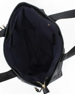 CORTINA POLO STYLE - Borsa shopping nera loggata con zip frontale