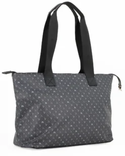 CORTINA POLO STYLE - Borsa shopping nera loggata con zip frontale