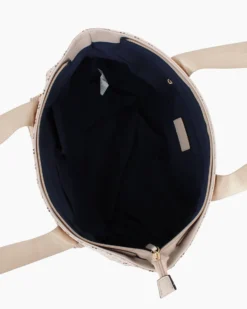 CORTINA POLO STYLE - Borsa shopping taupe loggata con doppia tasca frontale