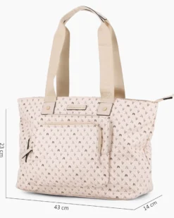 CORTINA POLO STYLE - Borsa shopping taupe loggata con doppia tasca frontale