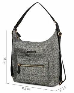 CORTINA POLO STYLE - Borsa/zaino nera con tasca frontale e stampa logo