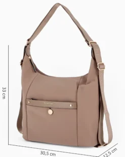 CORTINA POLO STYLE - Borsa/Zaino nocciola con tasca frontale e dettaglio logo pendente