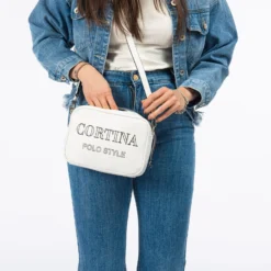 CORTINA POLO STYLE - Tracolla bianca con scritta frontale