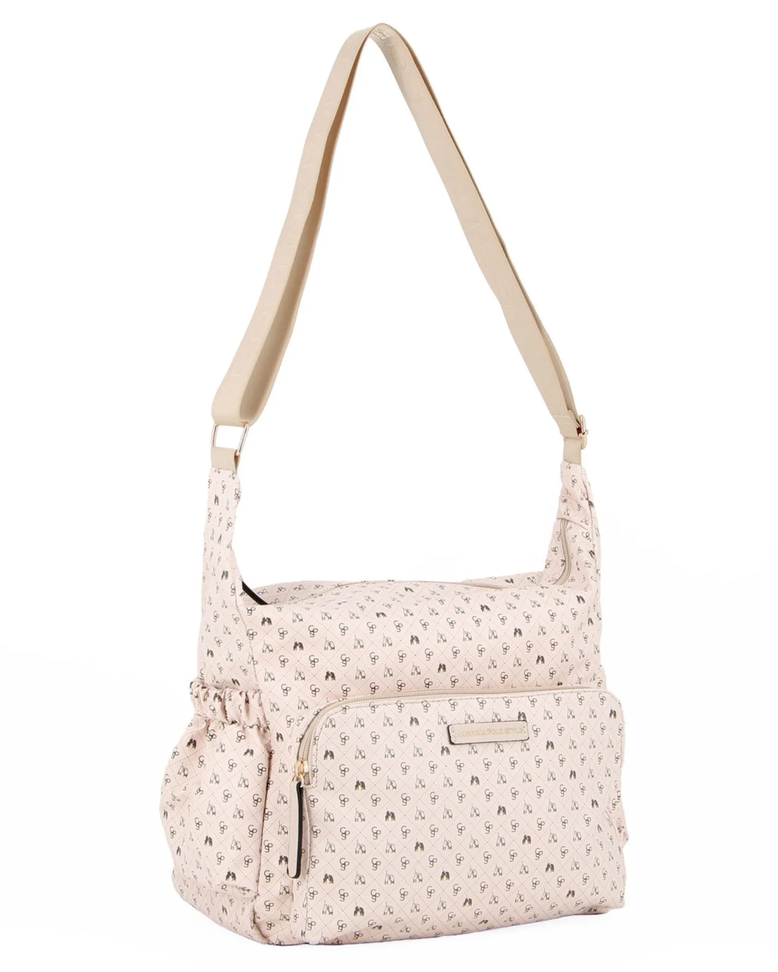 CORTINA POLO STYLE - Tracolla taupe loggata con tasca frontale e taschini laterali elasticizzati