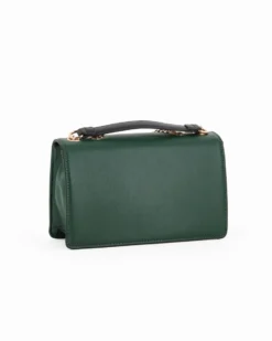 CORTINA POLO STYLE -Tracolla verde/nera con patta e ciondolo a cuore, tracolla removibile