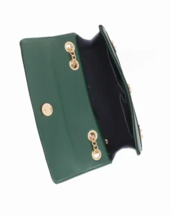 CORTINA POLO STYLE -Tracolla verde/nera con patta e ciondolo a cuore, tracolla removibile