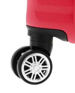 COVERI COLLECTION - TROLLEY ABS ROSSO CON QUATTRO RUOTE DOPPIE E RIGHE ORIZZONTALI