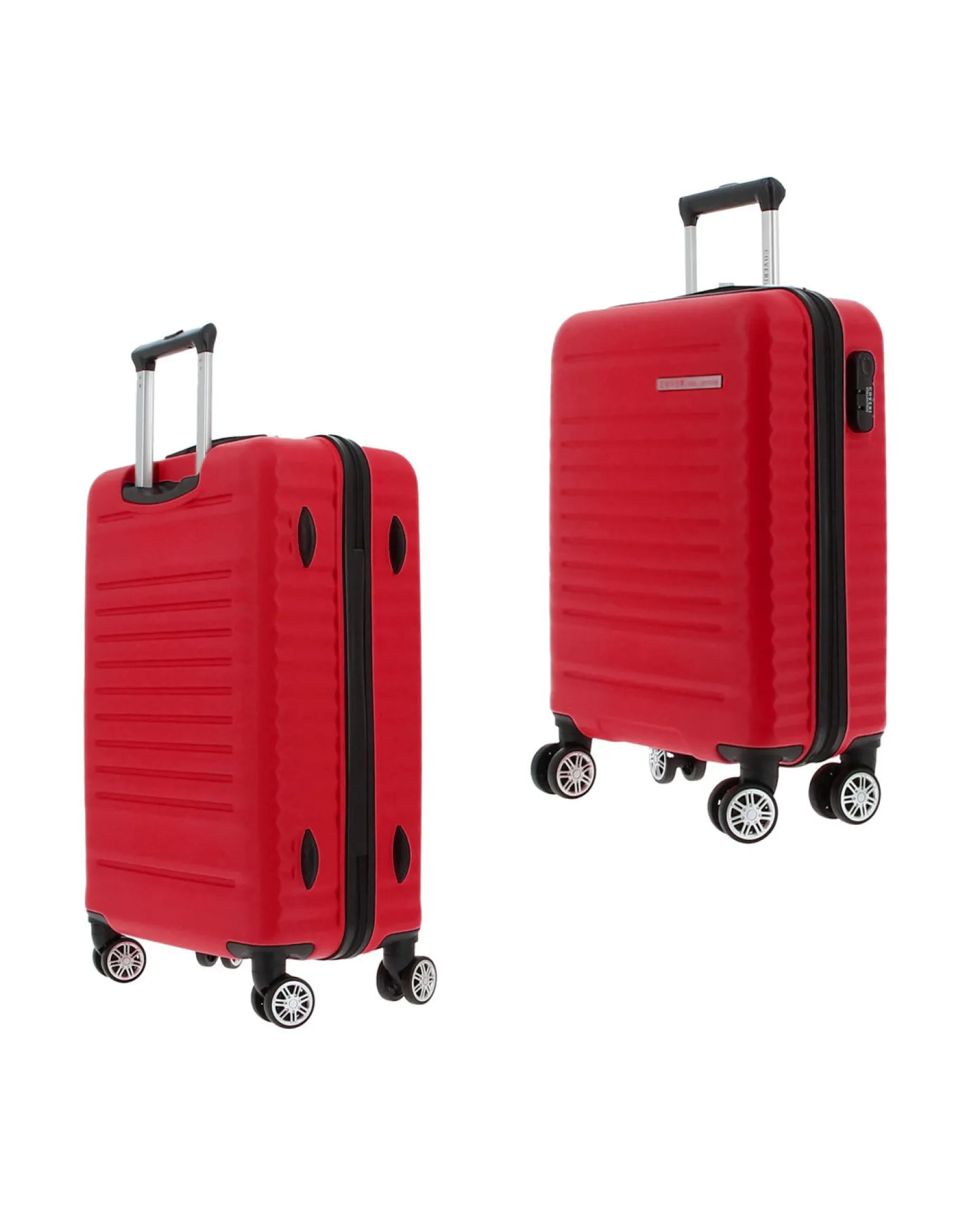 COVERI COLLECTION - TROLLEY ABS ROSSO CON QUATTRO RUOTE DOPPIE E RIGHE ORIZZONTALI