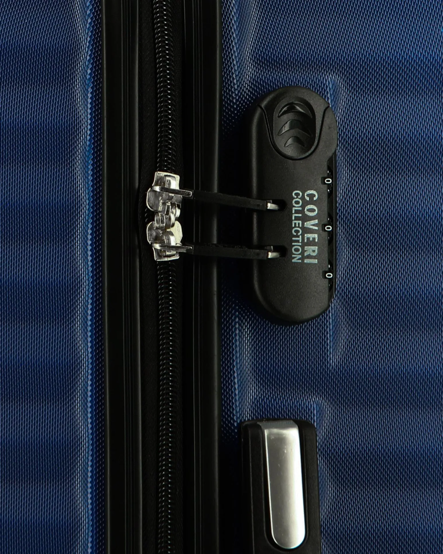 COVERI COLLECTION - TROLLEY ABS BLU CON QUATTRO RUOTE DOPPIE E RIGHE ORIZZONTALI