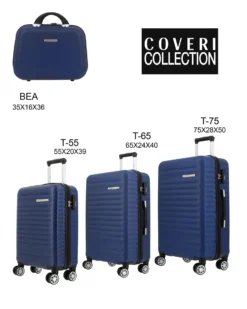 COVERI COLLECTION - TROLLEY ABS BLU CON QUATTRO RUOTE DOPPIE E RIGHE ORIZZONTALI