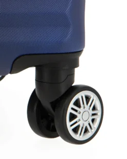 COVERI COLLECTION - TROLLEY ABS BLU CON QUATTRO RUOTE DOPPIE E RIGHE ORIZZONTALI