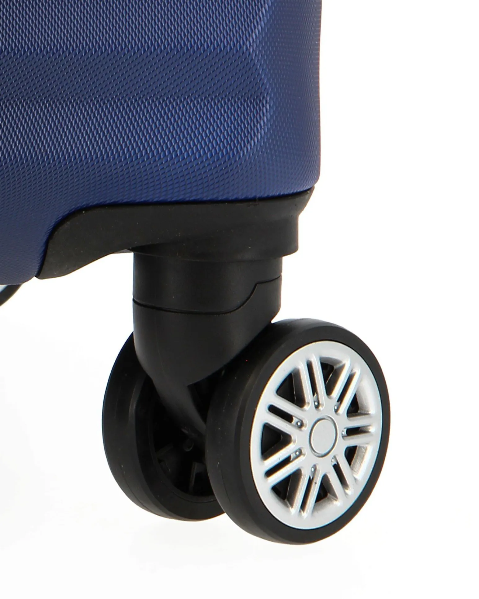 COVERI COLLECTION - TROLLEY ABS BLU CON QUATTRO RUOTE DOPPIE E RIGHE ORIZZONTALI