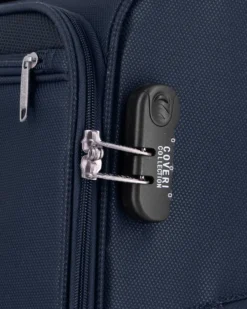 COVERI COLLECTION - TROLLEY BLU IN TESSUTO CON DOPPIA TASCA FRONTALE  E 4 RUOTE
