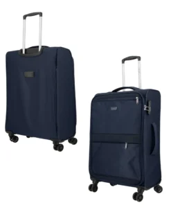 COVERI COLLECTION - TROLLEY BLU IN TESSUTO CON DOPPIA TASCA FRONTALE E 4 RUOTE