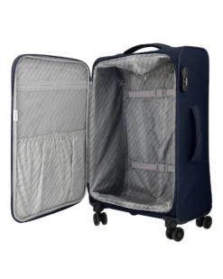 COVERI COLLECTION - TROLLEY BLU IN TESSUTO CON DOPPIA TASCA FRONTALE E 4 RUOTE
