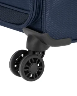 COVERI COLLECTION - TROLLEY BLU IN TESSUTO CON DOPPIA TASCA FRONTALE E 4 RUOTE
