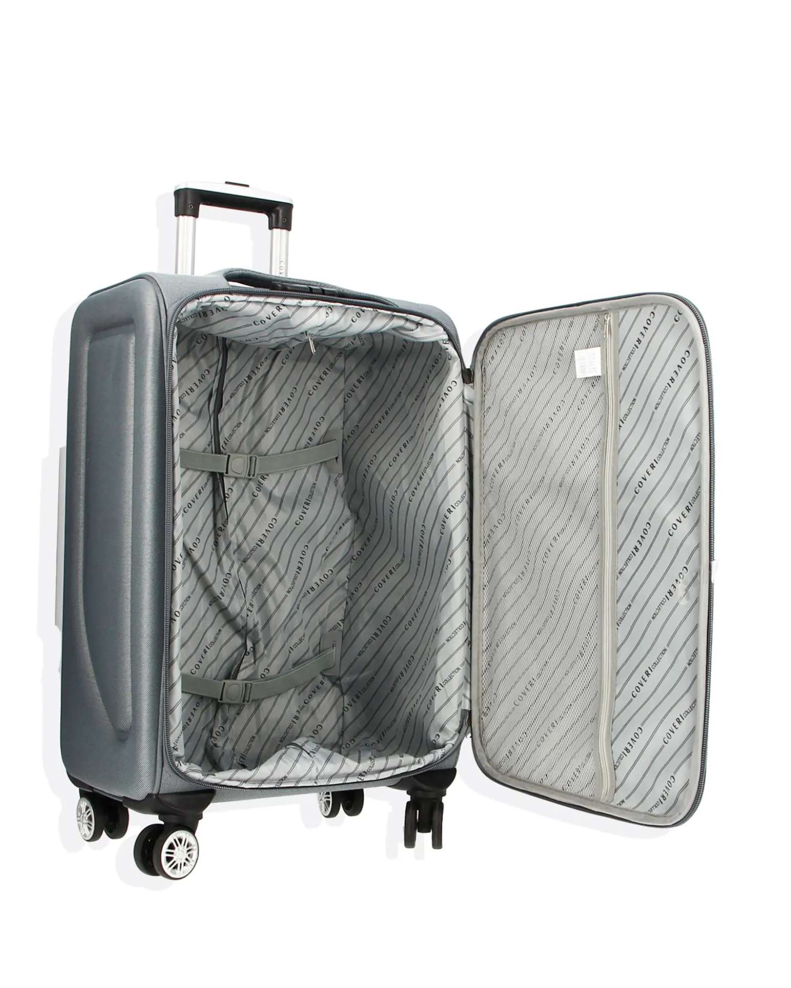 COVERI COLLECTION - TROLLEY GRIGIO IN TESSUTO CON DOPPIA TASCA FRONTALE