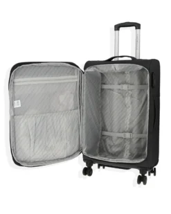 COVERI COLLECTION - TROLLEY NERO IN TESSUTO ESPANDIBILE CON DOPPIA TASCA FRONTALE