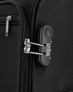 COVERI COLLECTION - TROLLEY NERO IN TESSUTO CON DOPPIA TASCA FRONTALE E 4 RUOTE