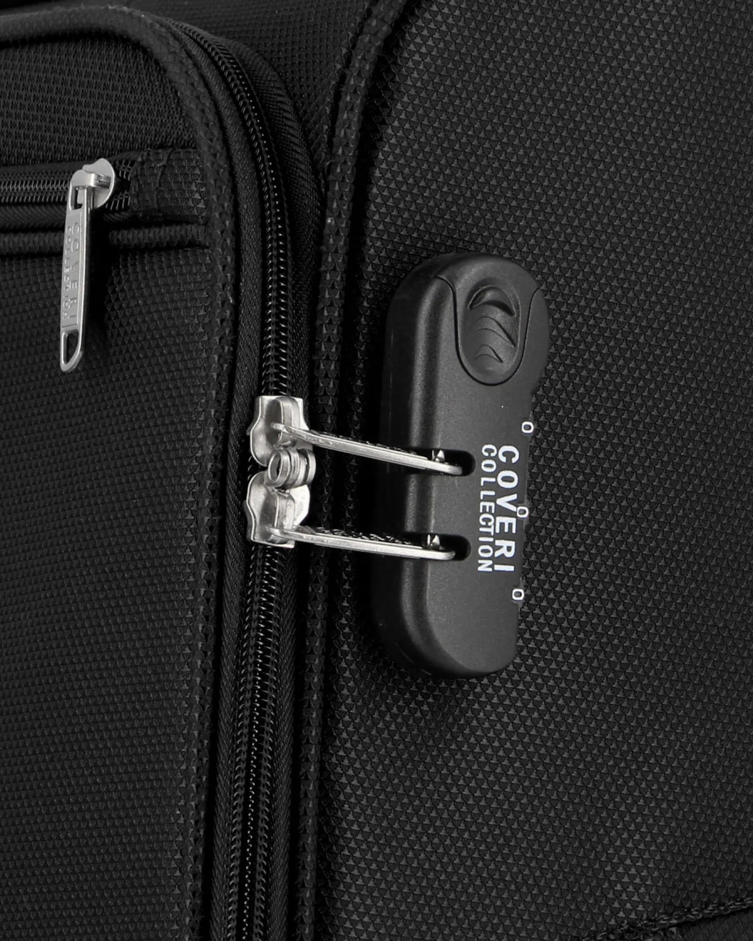 COVERI COLLECTION - TROLLEY NERO IN TESSUTO CON DOPPIA TASCA FRONTALE E 4 RUOTE
