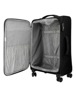 COVERI COLLECTION - TROLLEY NERO IN TESSUTO CON DOPPIA TASCA FRONTALE E 4 RUOTE