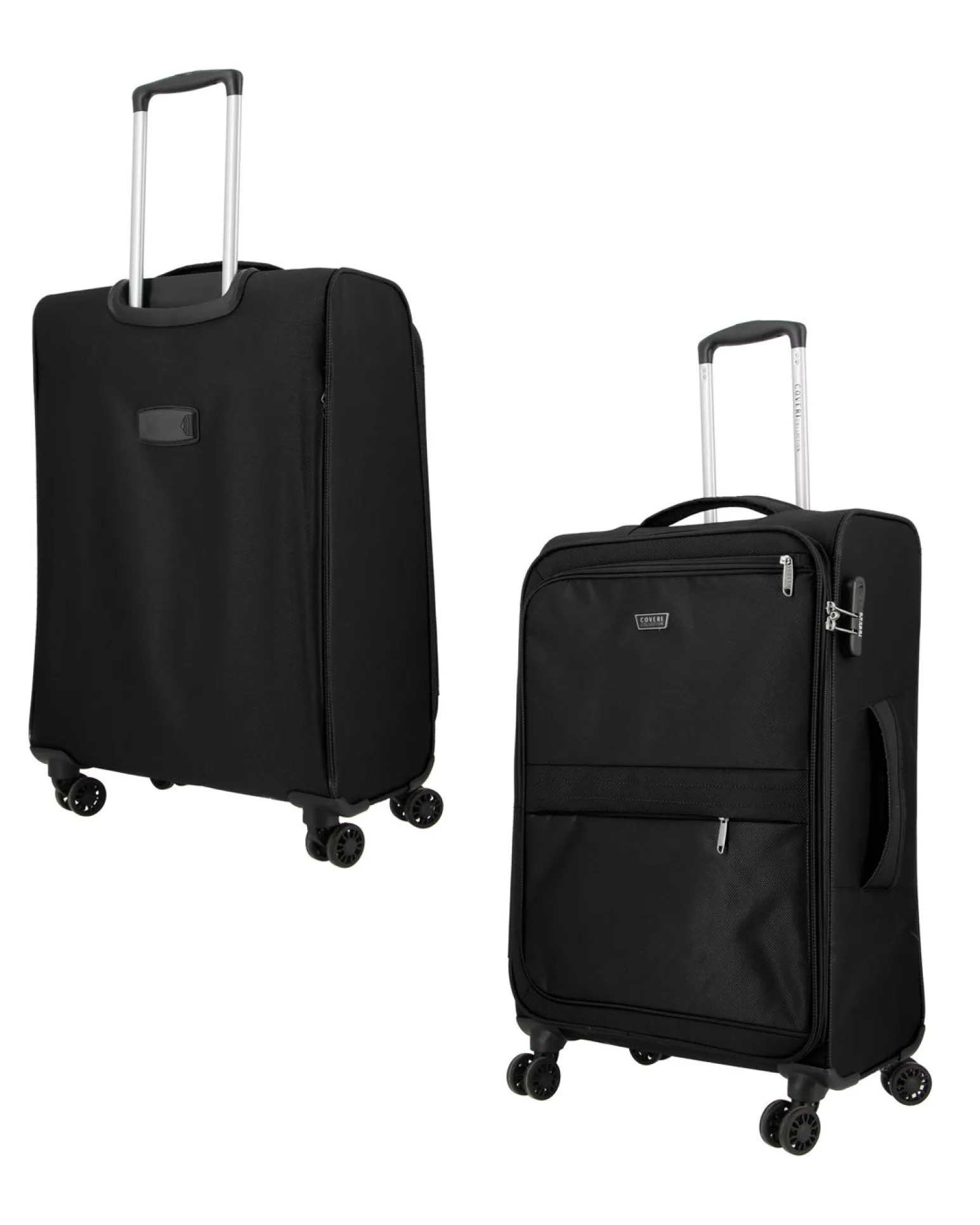 COVERI COLLECTION - TROLLEY NERO IN TESSUTO CON DOPPIA TASCA FRONTALE E 4 RUOTE