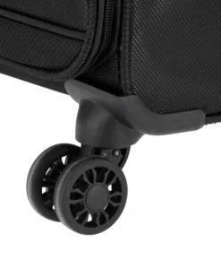 COVERI COLLECTION - TROLLEY NERO IN TESSUTO CON DOPPIA TASCA FRONTALE E 4 RUOTE