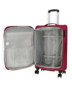 COVERI COLLECTION - TROLLEY ROSSO IN TESSUTO ESPANDIBILE CON DOPPIA TASCA FRONTALE