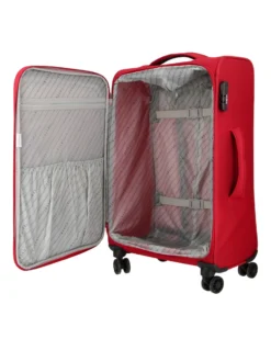 COVERI COLLECTION - TROLLEY ROSSO IN TESSUTO CON DOPPIA TASCA FRONTALE E 4 RUOTE