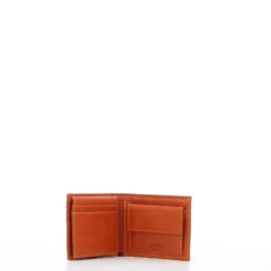 COVERI – Portafoglio arancio in vera pelle con logo centrale, ribaltina interna e scomparto porta spicci