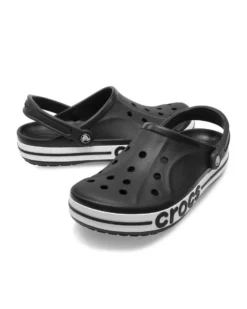 CROCS - SABOT BAYABAND CLOG NERO CON DETTAGLI BIANCHI DA UOMO, 205089