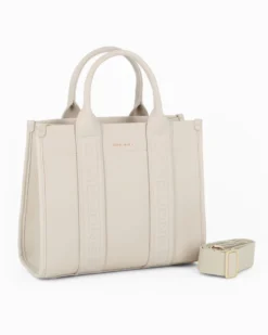 DAVID JONES - Borsa a due manici latte con tracolla removibile