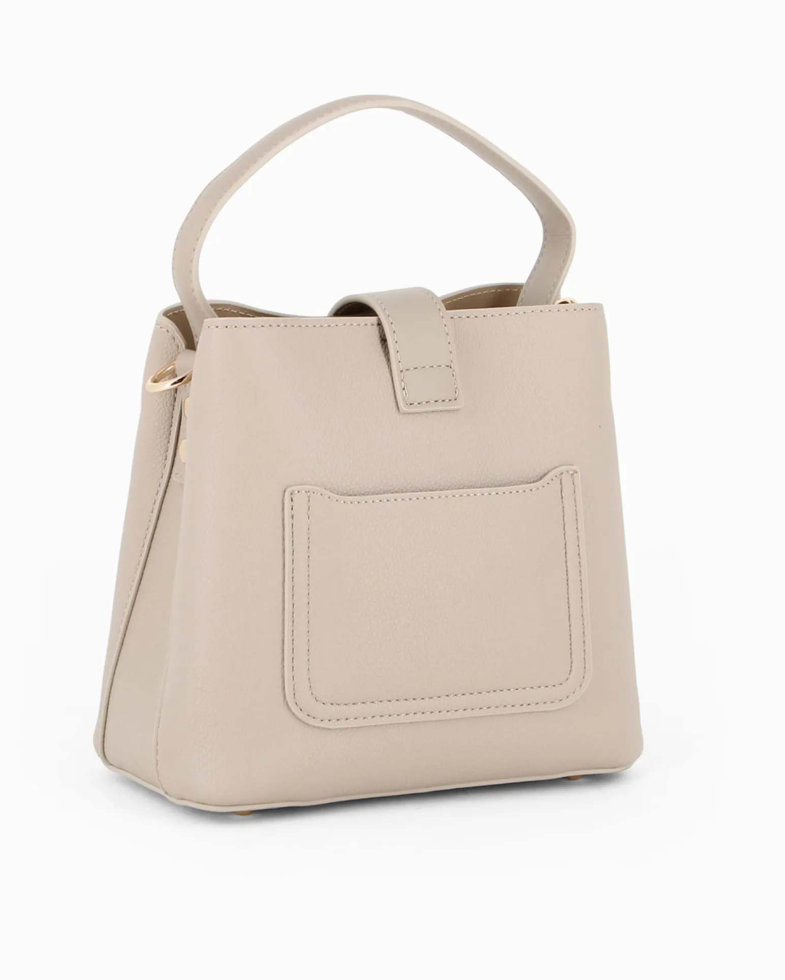 DAVID JONES - Borsa a mano taupe con pattina e tre scomparti principali, tracolla removibile