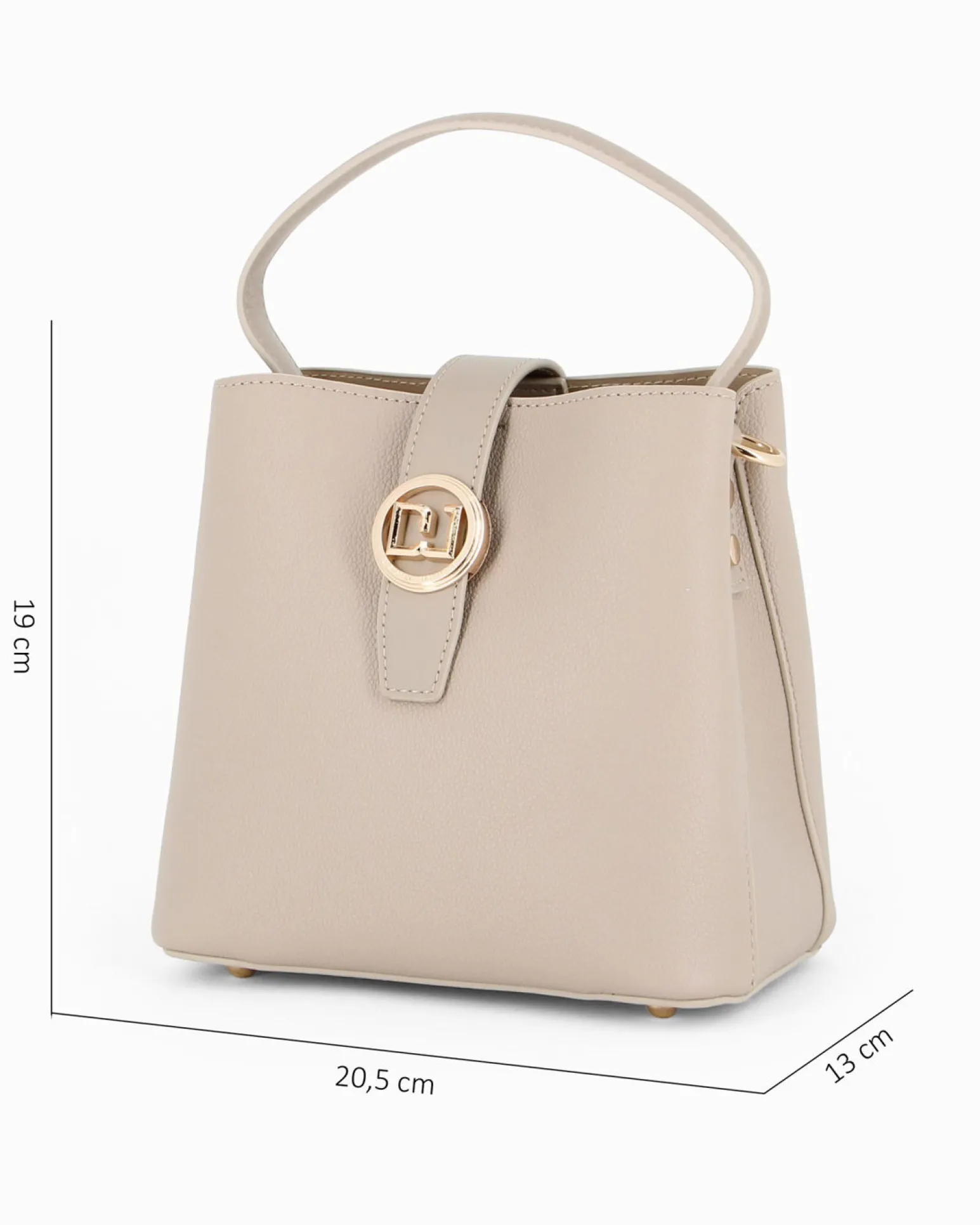 DAVID JONES - Borsa a mano taupe con pattina e tre scomparti principali, tracolla removibile