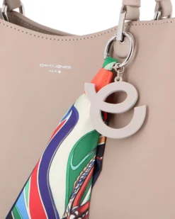 DAVID JONES - BORSA BEIGE A MANO DUE MANICI TRE SCOMPARTI E FOULARD