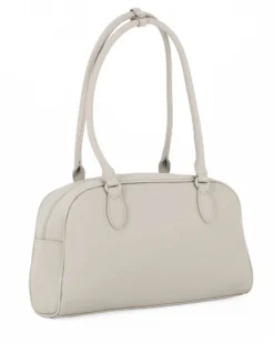 DAVID JONES - BORSA BOWLING BEIGE IN TESSUTO CON TASCHINI E CHARM REMOVIBILI