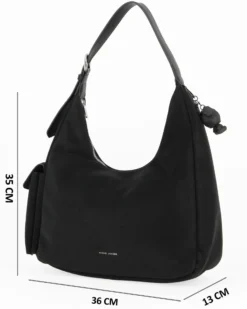 DAVID JONES - Borsa hobo a spalla nera con tasca laterale