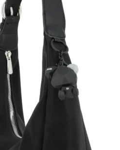 DAVID JONES - Borsa hobo a spalla nera con tasca laterale