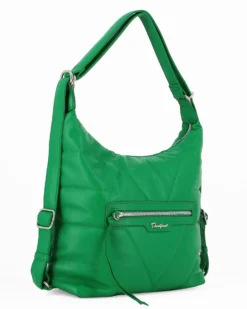 DAVID JONES - Borsa verde con tasca frontale e logo in rilievo