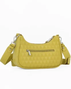DAVID JONES - Borsetta mezzaluna verde chiaro con fantasia triangoli e tasca posteriore