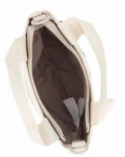 DAVID JONES - Minibag a due manici latte con dettaglio scritte, tracolla regolabile