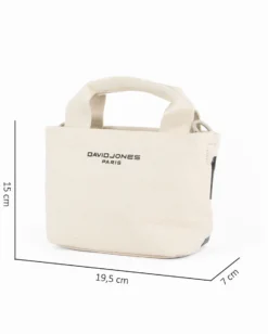 DAVID JONES - Minibag a due manici latte con dettaglio scritte, tracolla regolabile