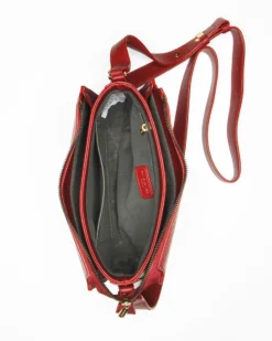 DAVID JONES - Tracolla rossa in cocco con tre scomparti principali e tasca posteriore