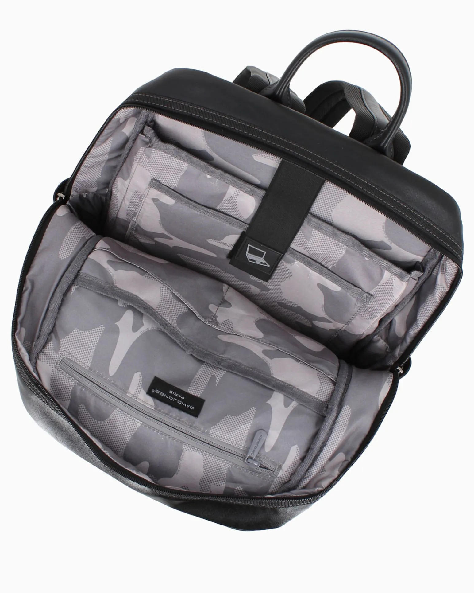 DAVID JONES - Zaino nero con doppia tasca frontale e due taschini laterali